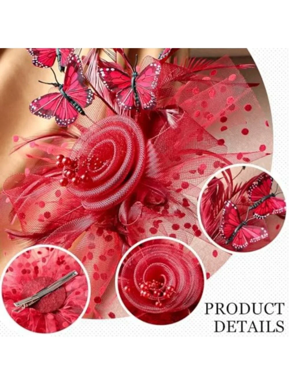 Elegant Butterfly Derby Hat - Classic Tea Party Fascinator with Hair Clip